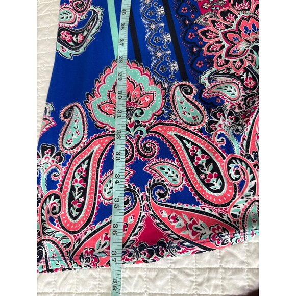 Paisley Print Cold Shoulder Dress Flowy Mandala Boho Midi Msk, Size L - Picture 9 of 9